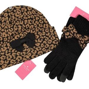 Kate Spade Leopard Print Beanie and matching Gloves